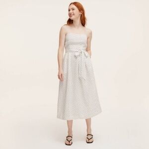 Kate Spade Elegant White Mini Polka Dot  Tie-waist Midi Dress M